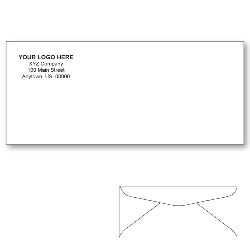 Custom Printed #10 Regular Envelopes, 4-1/8" x 9-1/2" White Wove, 24 lb (Box of 500)