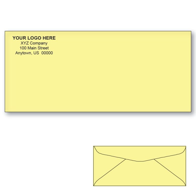 Custom Printed #10 Canary Envelopes, 4-1/8" x 9-1/2" Canary Wove, 24 lb (Box of 500)