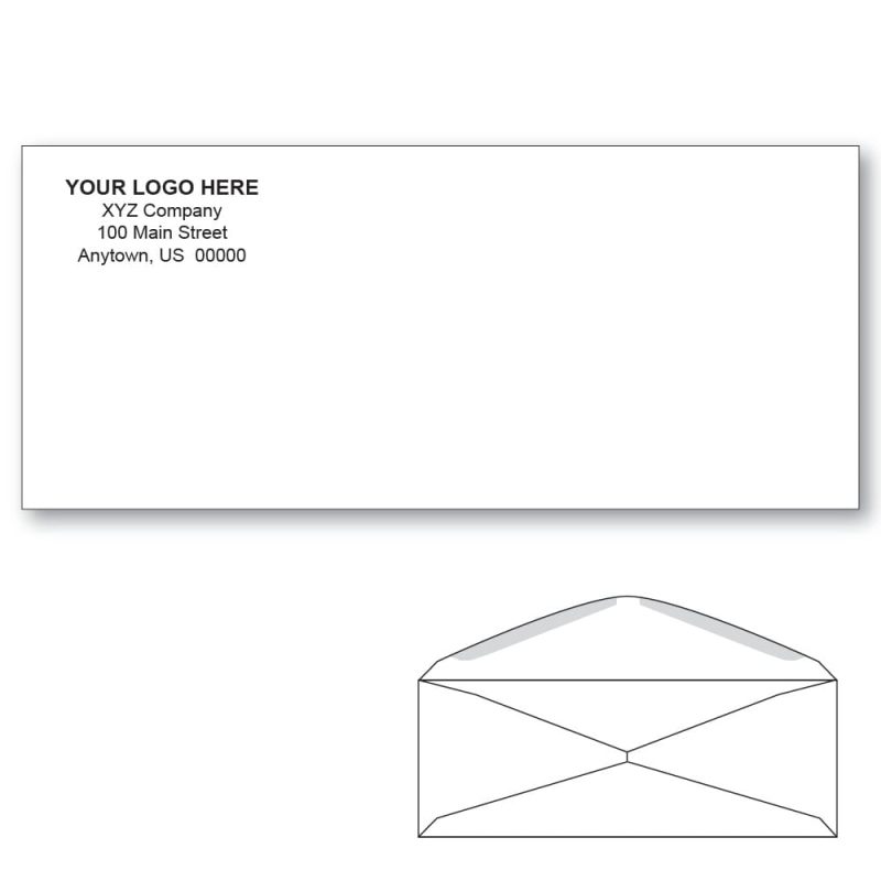 Custom Printed #10 Regular Envelopes, 4-1/8" x 9-1/2" White Wove, 24 lb, Rounded Flap (Box of 1000)