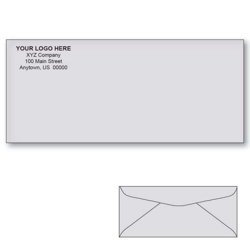 Custom Printed #10 Gray Envelopes, 4-1/8" x 9-1/2" Gray Wove, 24 lb (Box of 500)