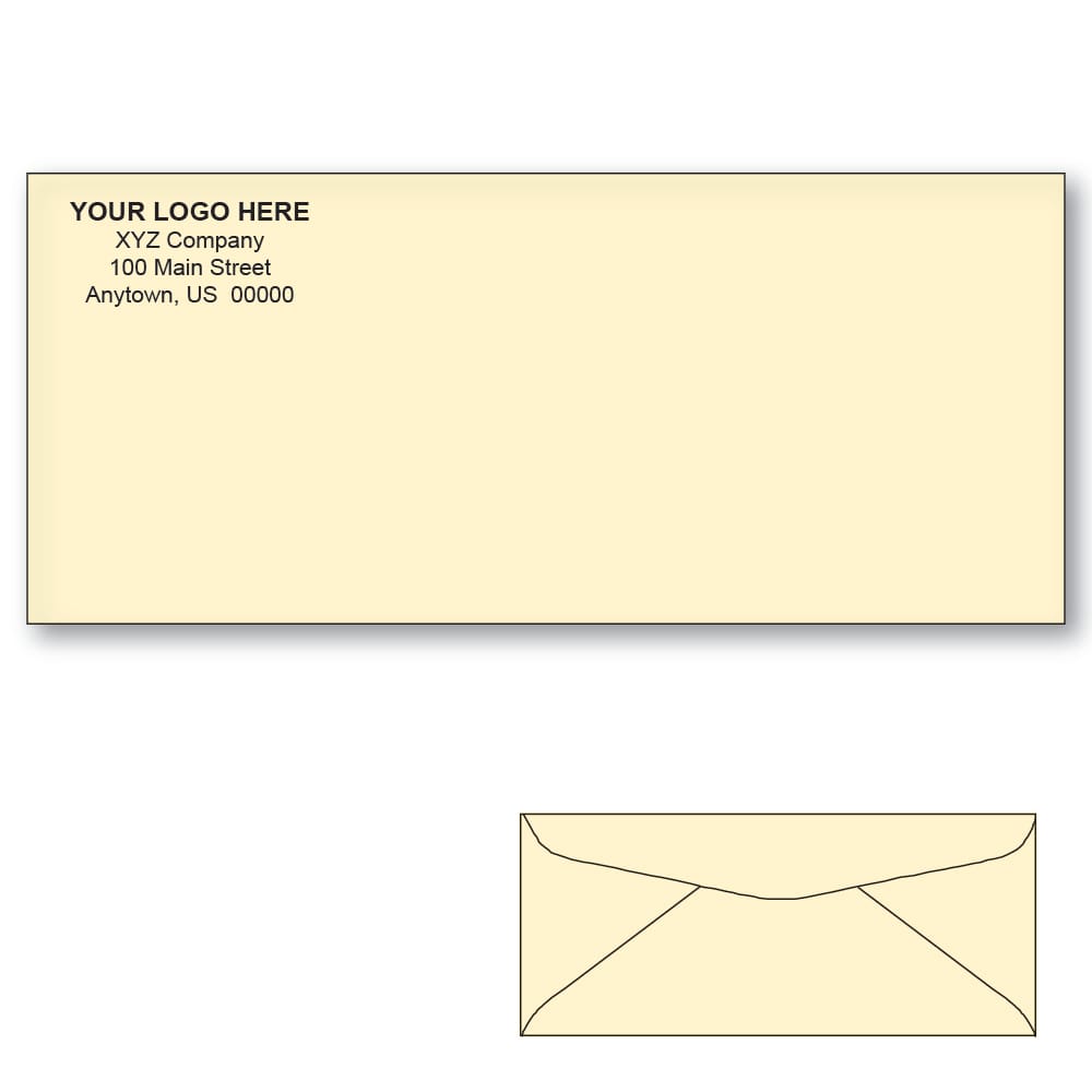Custom Printed #10 Ivory Envelopes, 4-1/8" x 9-1/2" Ivory Wove, 24 lb (Box of 500)