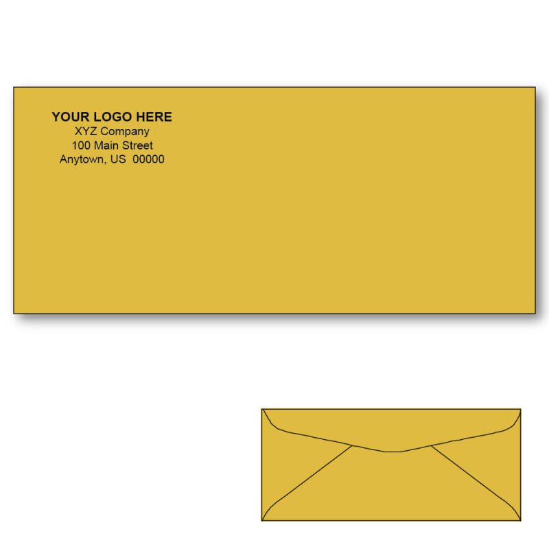 Custom Printed #10 Commercial Kraft Envelopes, 4-1/8" x 9-1/2" Golden Brown Kraft, 24 lb (Box of 500)