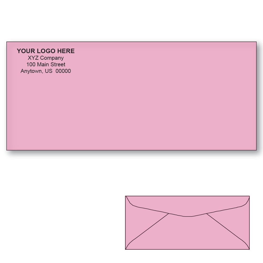 Custom Printed #10 Pink Envelopes, 4-1/8" x 9-1/2" Pink Wove, 24 lb (Box of 500) - Image 2