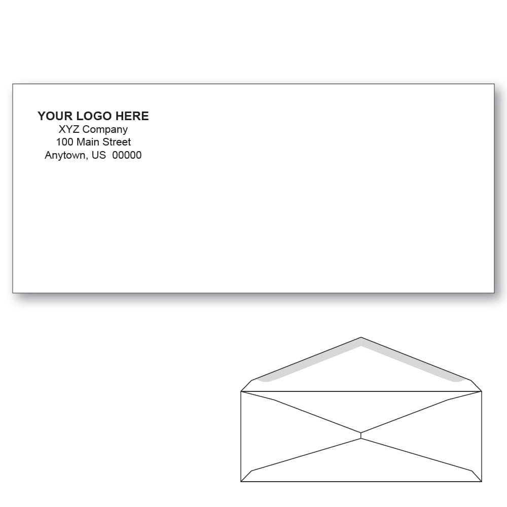 Custom Printed #10 Regular Envelopes, 4-1/8" x 9-1/2" White Wove, 24 lb, V Flap (Box of 1000) - Image 2