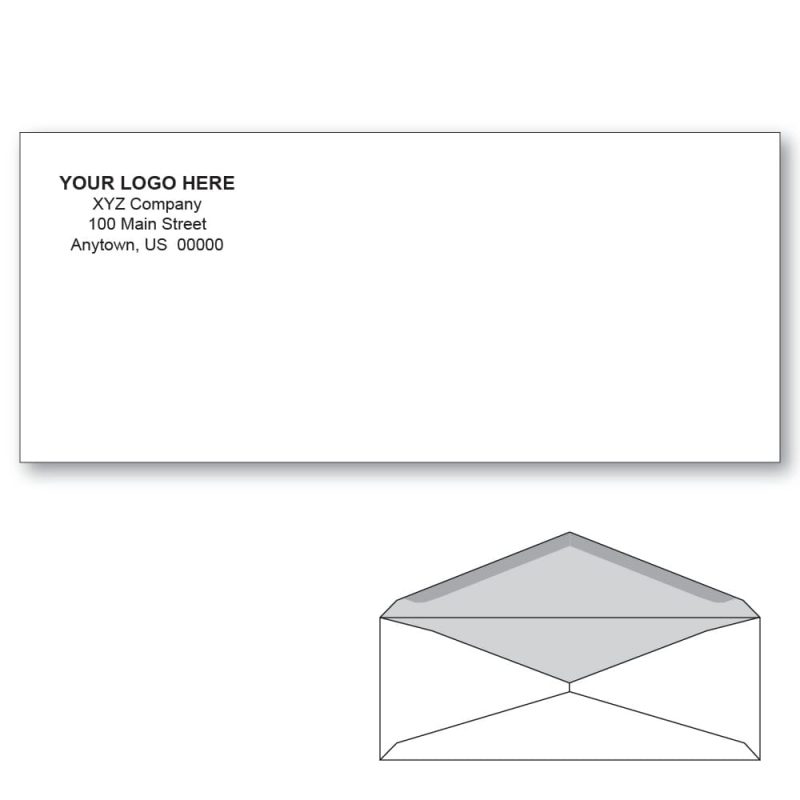 Custom Printed #10 Regular Envelopes with Black Tint, 4-1/8" x 9-1/2" White Wove, 24 lb, V Flap (Box of 1000)