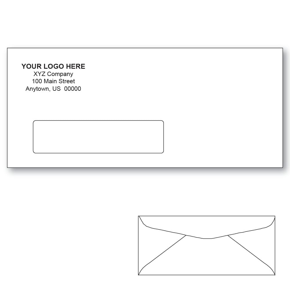 Custom Printed #10 Window Envelopes, 4-1/8" x 9-1/2" White Wove, 24 lb, Standard Flap (Box of 500)