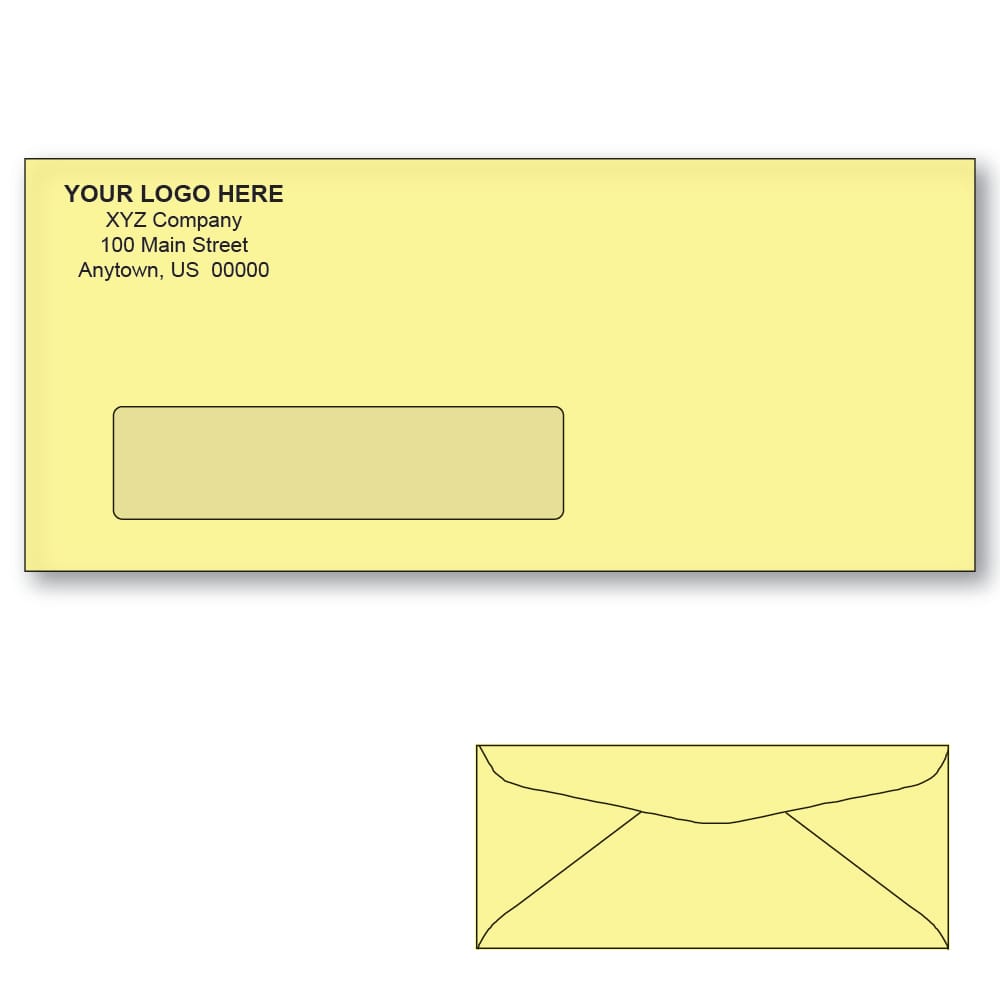 Custom Printed #10 Canary Window Envelopes, 4-1/8" x 9-1/2" Canary Wove, 24 lb, Standard Flap (Box of 500) - Image 2