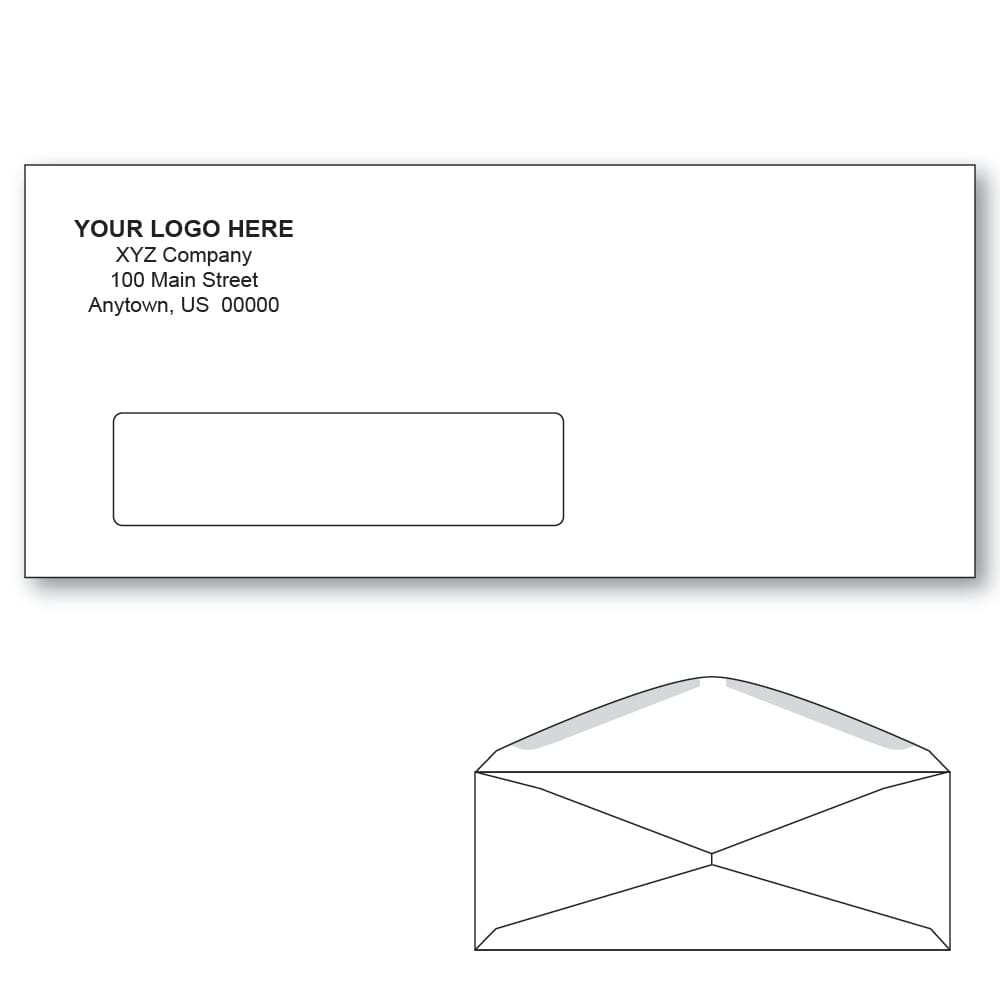 Custom Printed #10 Window Envelopes, 4-1/8" x 9-1/2" White Wove, 24 lb, Rounded Flap (Box of 1000)