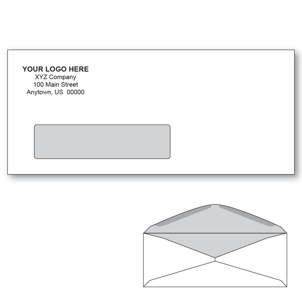 Custom Printed #10 Window Envelopes with Black Tint, 4-1/8" x 9-1/2" White Wove, 24 lb, Rounded Flap (Box of 1000) - Image 2