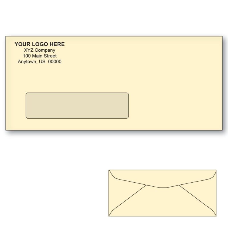 Custom Printed #10 Ivory Window Envelopes, 4-1/8" x 9-1/2" Ivory Wove, 24 lb, Standard Flap (Box of 500)