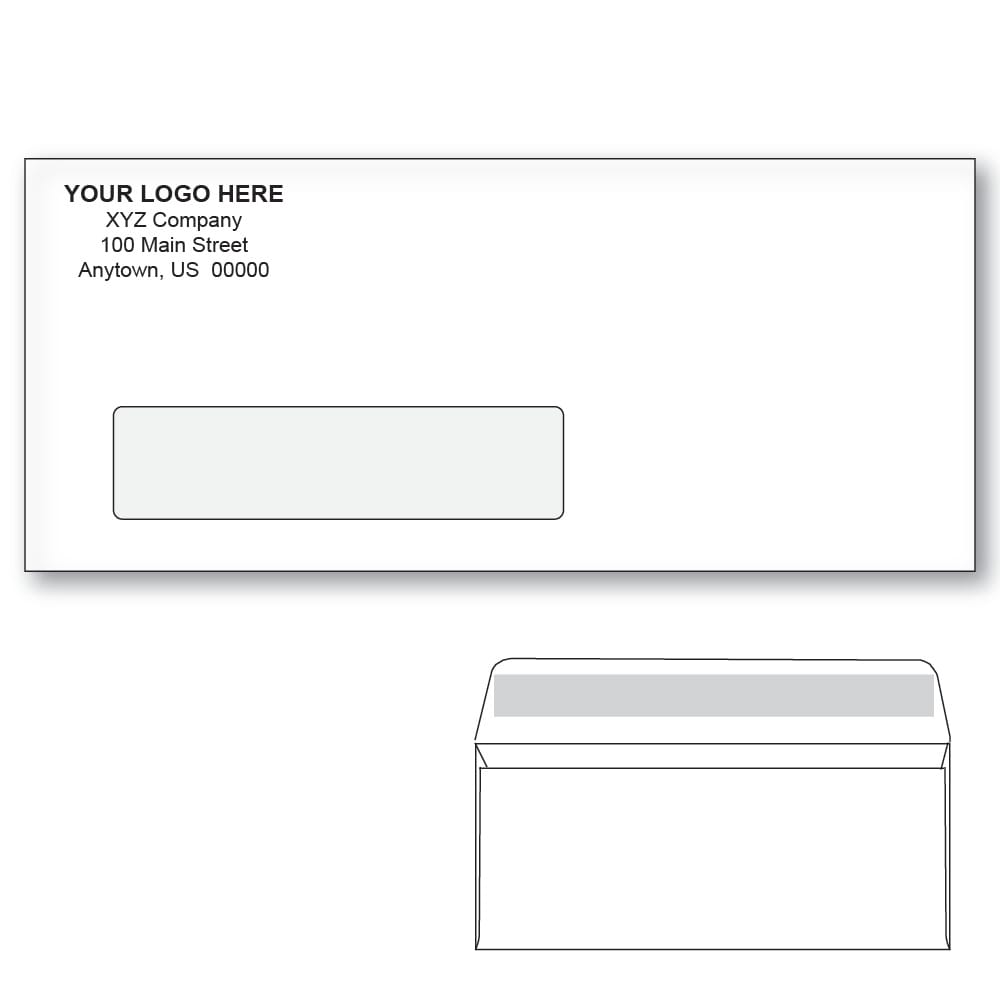 Custom Printed #10 Peel & Seal Window Envelopes, Blue Tint, 4-1/8" x 9-1/2" White Wove, 24lb, Standard Flap (Box of 500) - Image 2