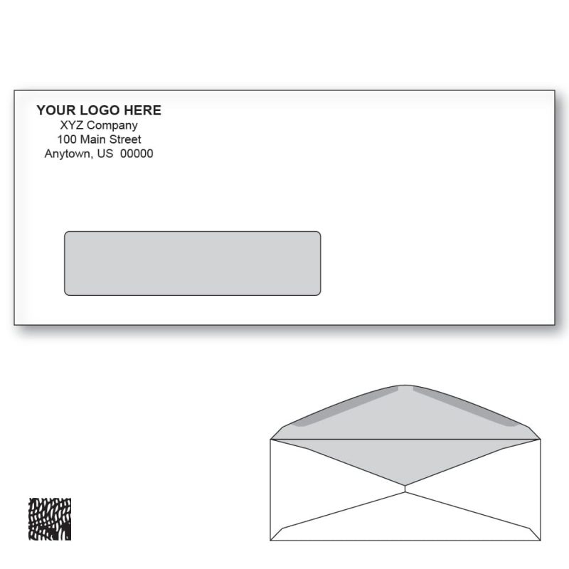 Custom Printed #10 Business Window Envelopes with Black Tint, 4-1/8" x 9-1/2" White Wove, 24 lb, Standard Flap (Box of 500)