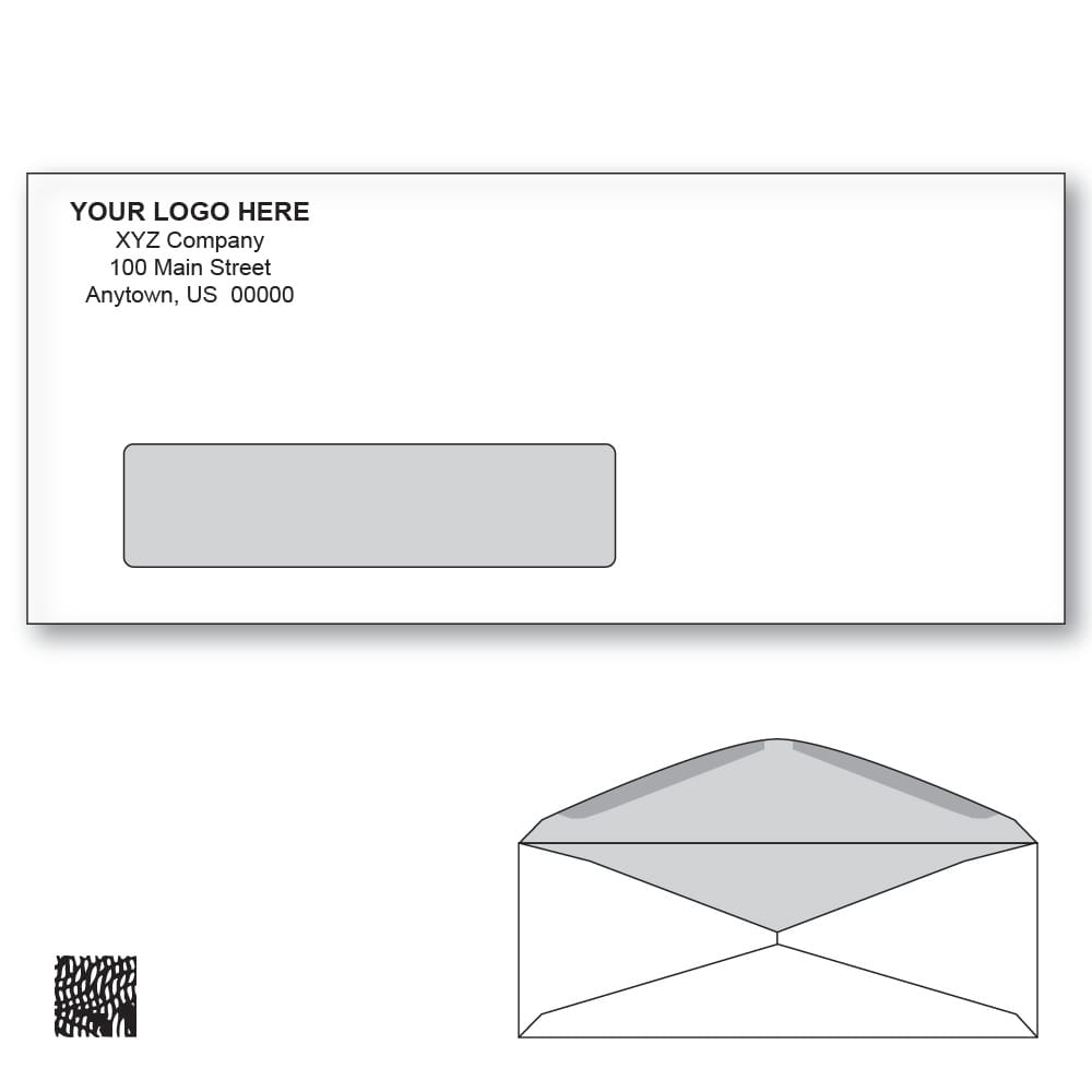 Custom Printed #10 Business Window Envelopes with Black Tint, 4-1/8" x 9-1/2" White Wove, 24 lb, Standard Flap (Box of 500)