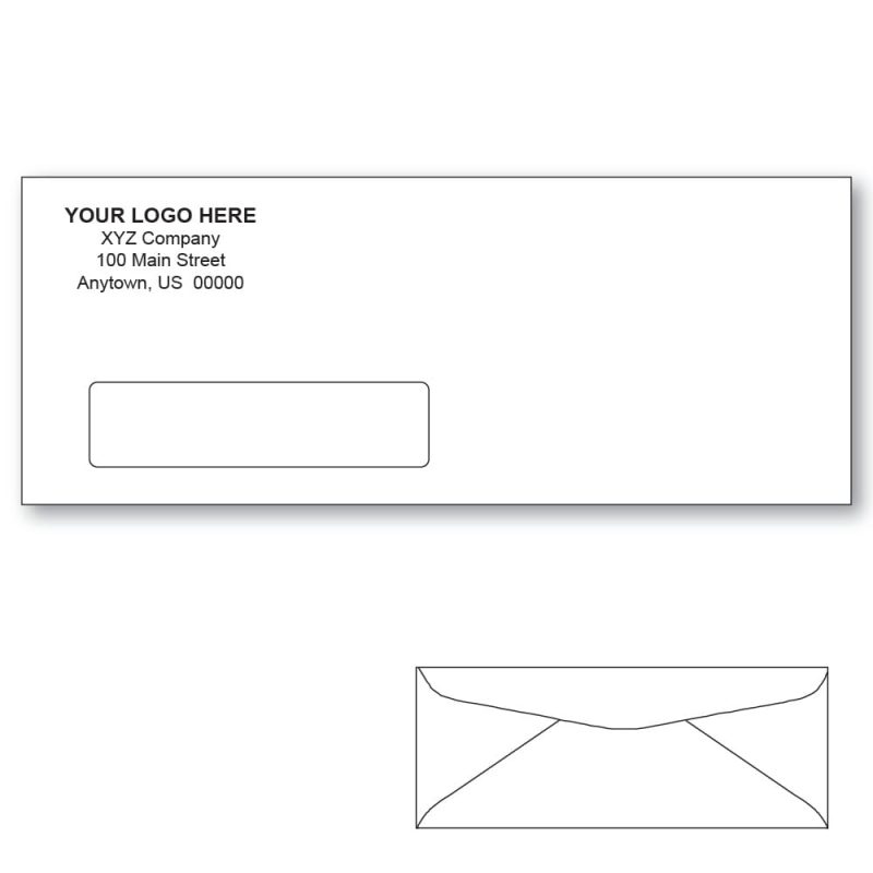 Custom Printed #12 Window Envelopes, 4-3/4" x 11" White Wove, 24 lb, Standard Flap (Box of 500)