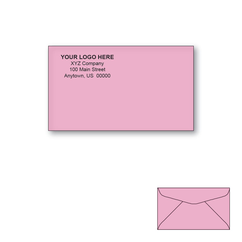 Custom Printed #6-1/4 Pink Envelopes, 3-1/2" x 6" Pink Wove, 24 lb, Standard Flap (Box of 500) - Image 2