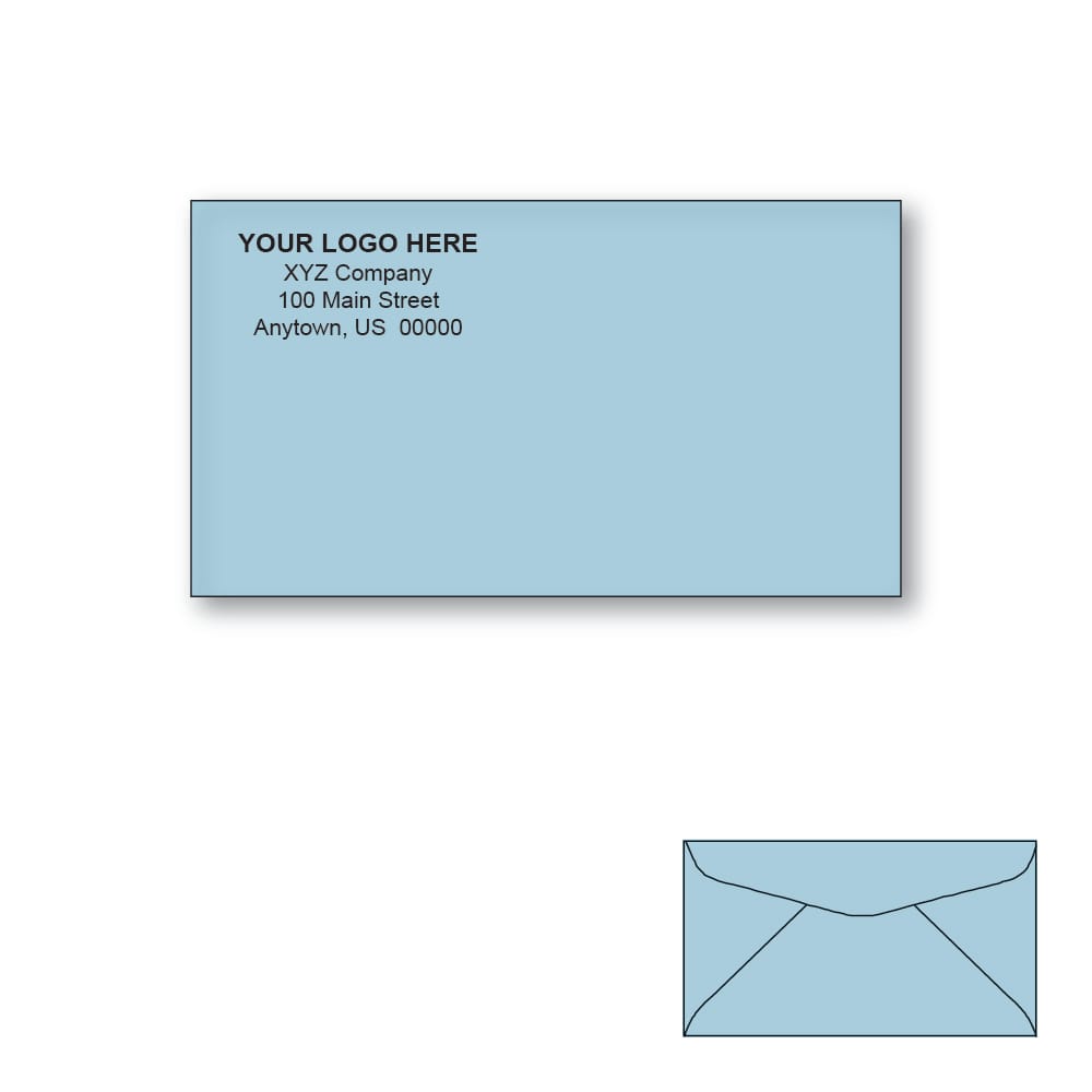 Custom Printed #6-3/4 Blue Envelopes, 3-5/8" x 6-1/2" Blue Wove, 24 lb, Standard Flap (Box of 500) - Image 2