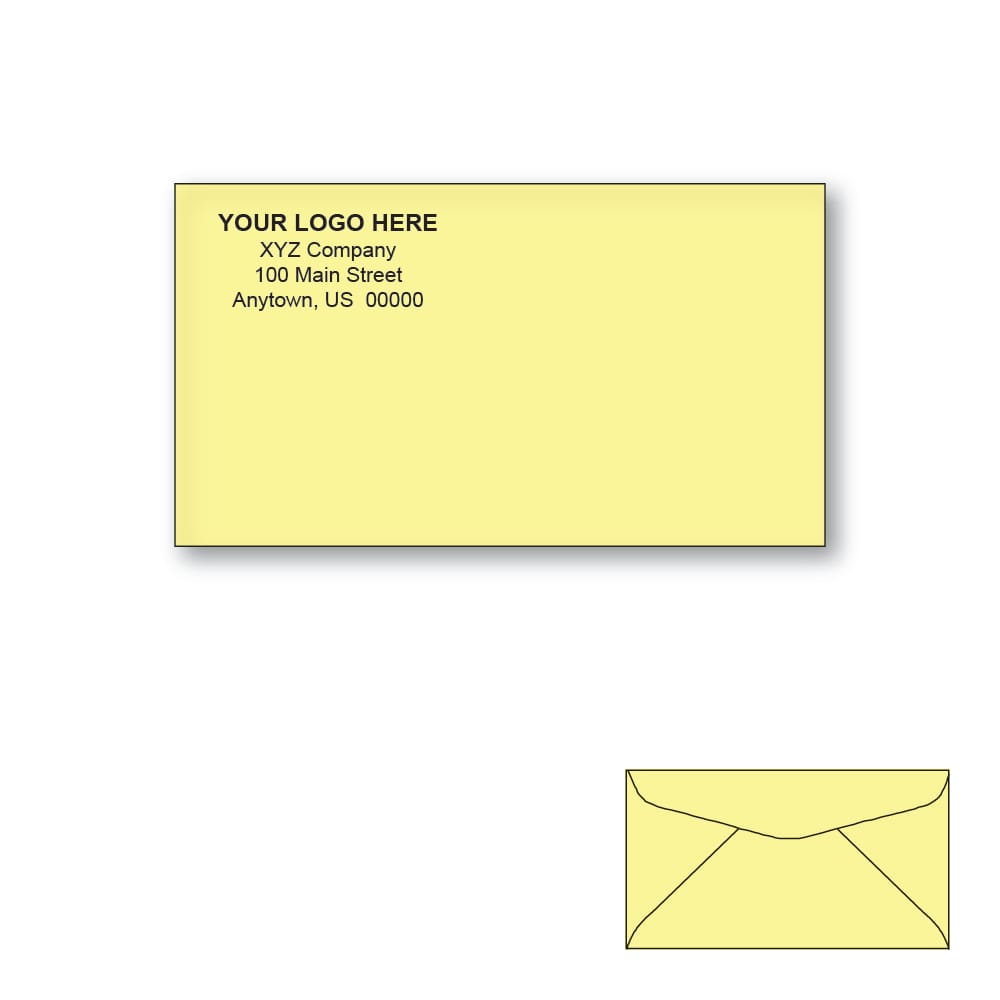Custom Printed #6-3/4 Canary Envelopes, 3-5/8" x 6-1/2" Canary Wove, 24 lb, Standard Flap (Box of 500)
