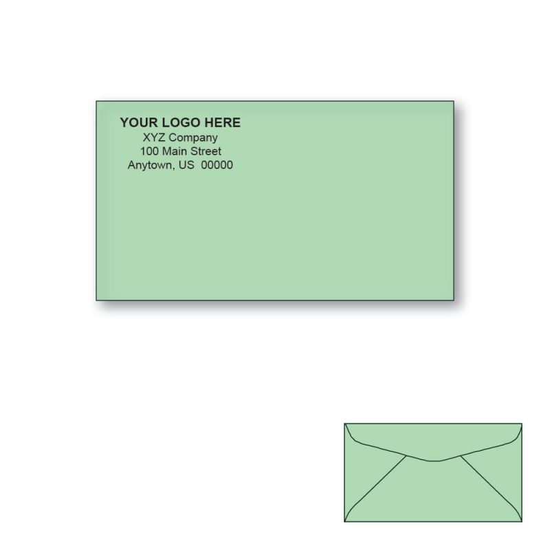 Custom Printed #6-3/4 Green Envelopes, 3-5/8" x 6-1/2" Green Wove, 24 lb, Standard Flap (Box of 500)