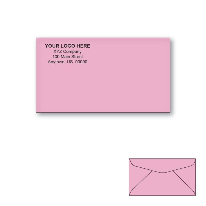 Custom Printed #6-3/4 Pink Envelopes, 3-5/8" x 6-1/2" Pink Wove, 24 lb, Standard Flap (Box of 500)