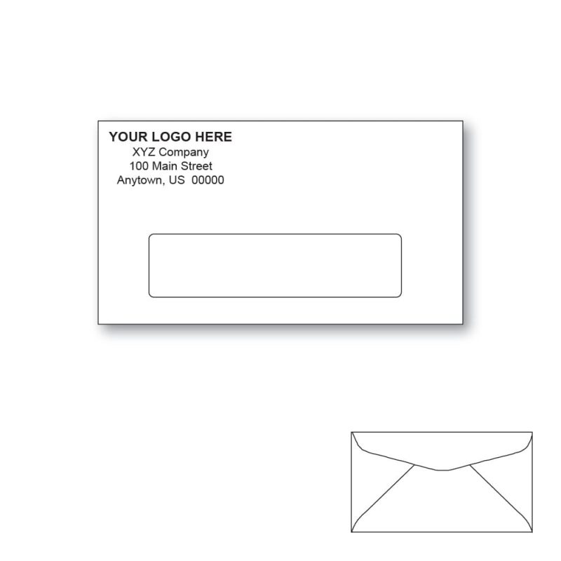 Custom Printed #6-3/4 Window Envelopes, 3-5/8" x 6-1/2" White Wove, 24 lb, Standard Flap (Box of 500)
