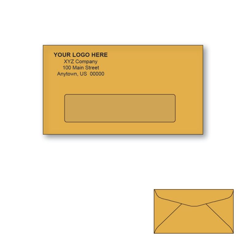 Custom Printed #6-3/4 Goldenrod Window Envelopes, 3-5/8" x 6-1/2" Goldenrod Wove, 24 lb, Standard Flap (Box of 500)