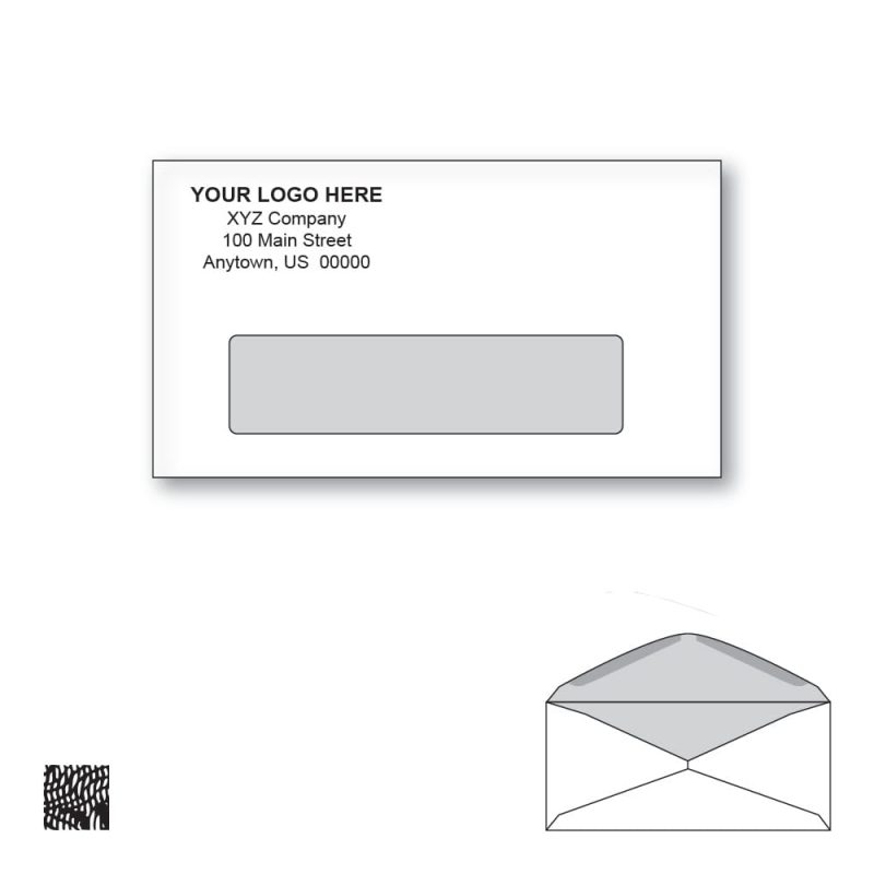 Custom Printed #6-3/4 Business Window Envelopes with Black Tint, 3-5/8" x 6-1/2" White Wove, 24 lb, Standard Flap (Box of 500)
