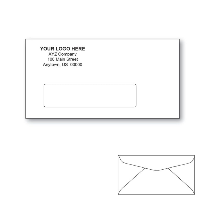 Custom Printed #7-3/4 Window Envelopes, 3-7/8" x 7-1/2" White Wove, 24 lb, Standard Flap (Box of 500)