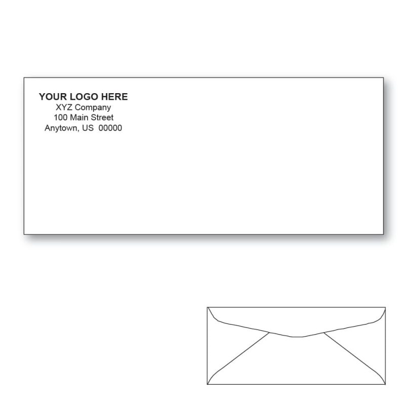 Custom Printed #9 Regular Envelopes, 3-7/8" x 8-7/8" White Wove, 24 lb (Box of 500)