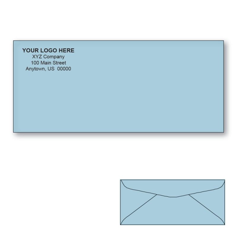 Custom Printed #9 Blue Envelopes, 3-7/8" x 8-7/8" Blue Wove, 24 lb (Box of 500)