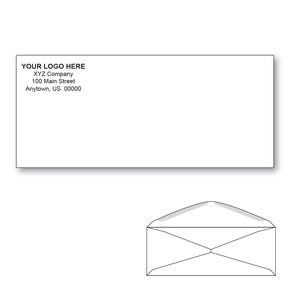 Custom Printed #9 Regular Envelopes, 3-7/8" x 8-7/8" White Wove, 24 lb, Rounded Flap (Box of 1000) - Image 2