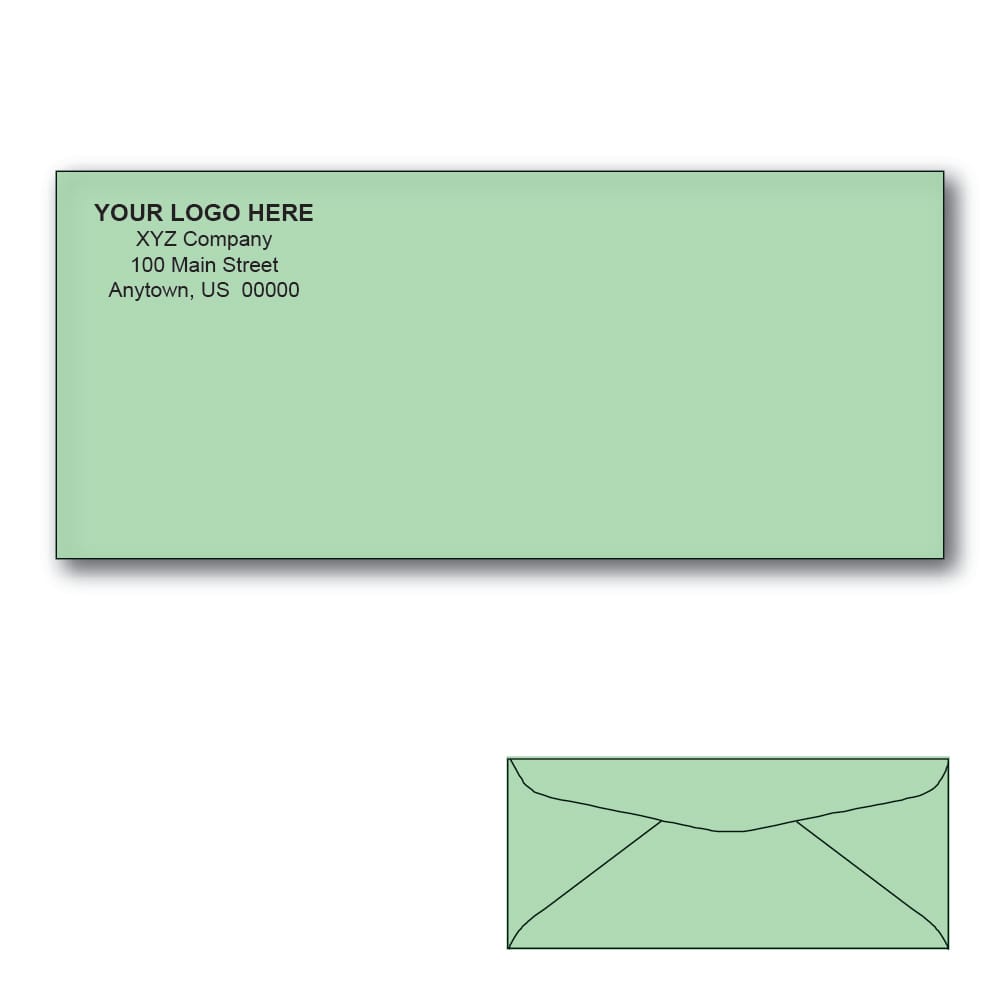 Custom Printed #9 Green Envelopes, 3-7/8" x 8-7/8" Green Wove, 24 lb (Box of 500) - Image 2