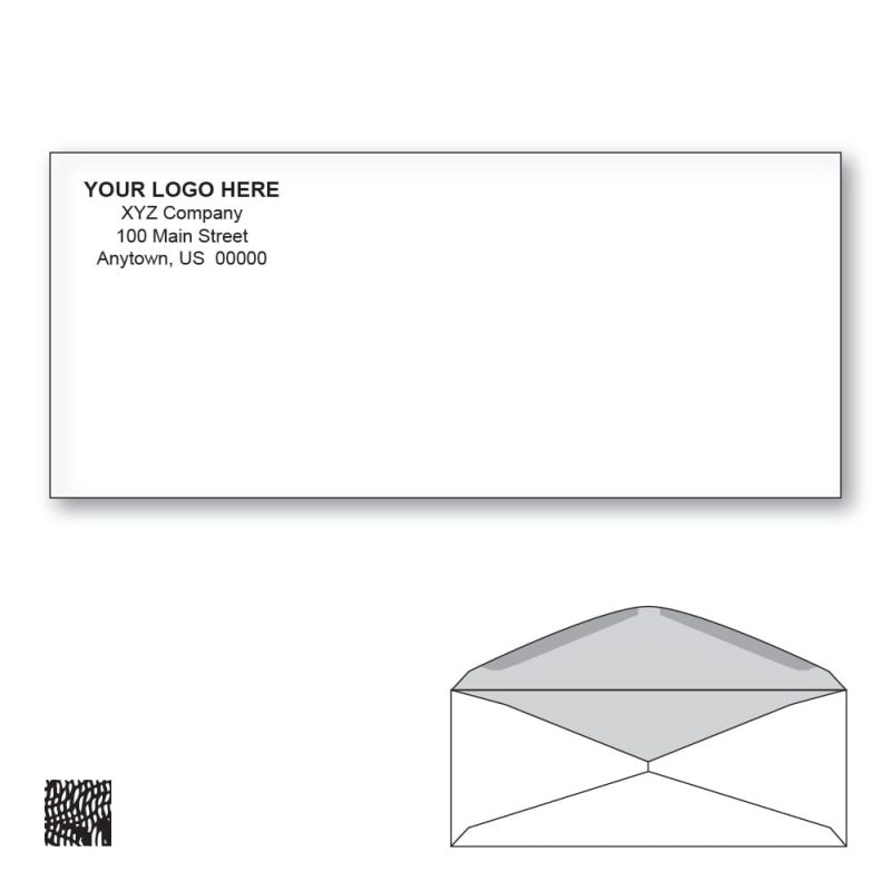 Custom Printed #9 Business Envelopes with Black Tint, 3-7/8" x 8-7/8" White Wove, 24 lb (Box of 500)