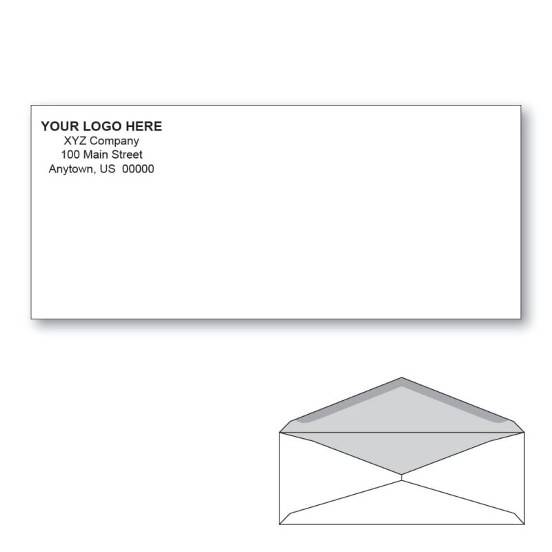 Custom Printed #9 Regular Envelopes with Black Tint, 3-7/8" x 8-7/8" White Wove, 24 lb, V Flap (Box of 1000)