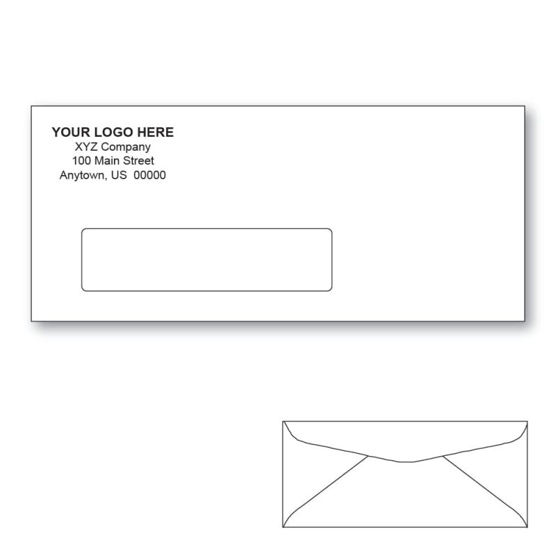 Custom Printed #9 Window Envelopes, 3-7/8" x 8-7/8" White Wove, 24 lb, Standard Flap (Box of 500)