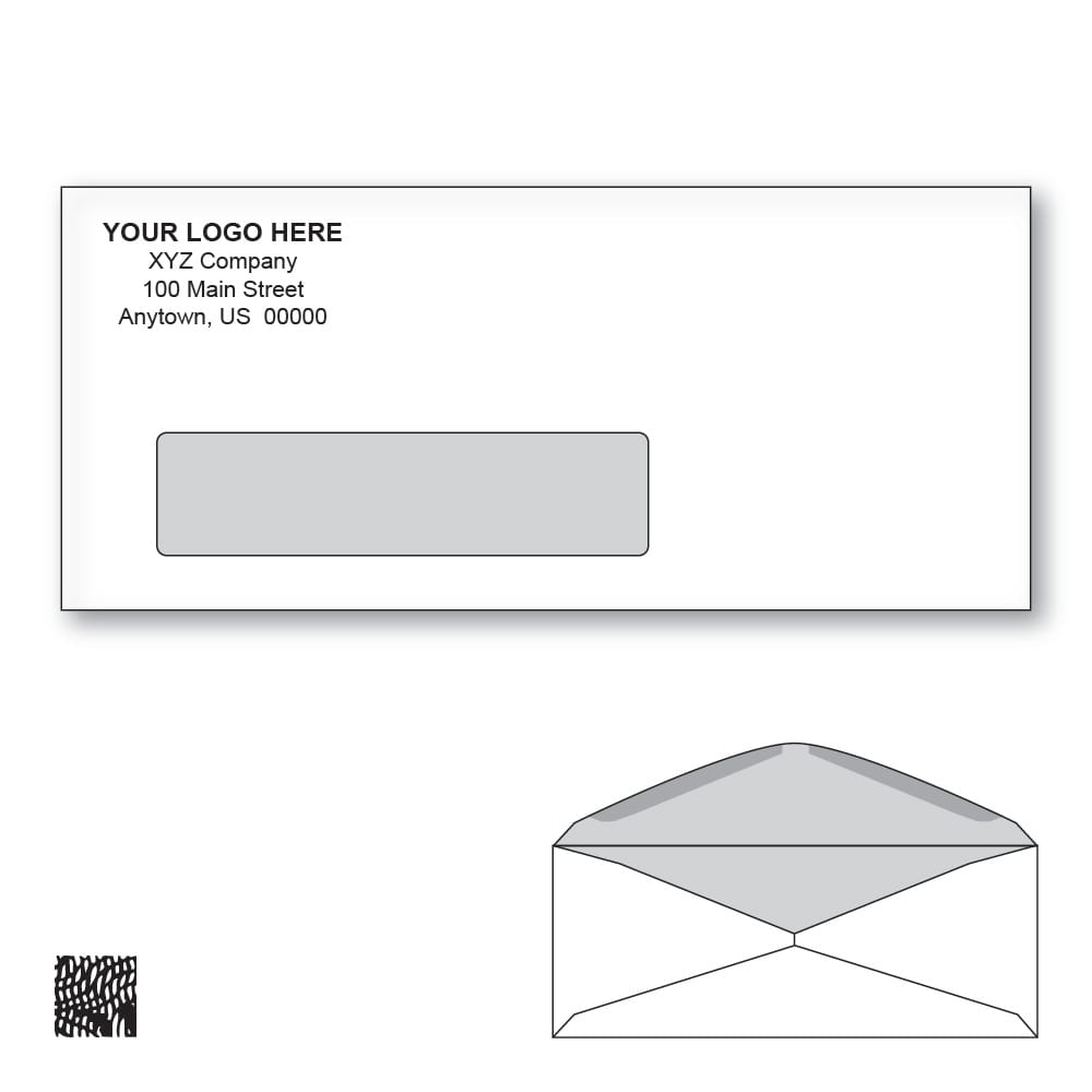 Custom Printed #9 Business Window Envelopes with Black Tint, 3-7/8" x 8-7/8" White Wove, 24 lb, Standard Flap (Box of 500) - Image 2