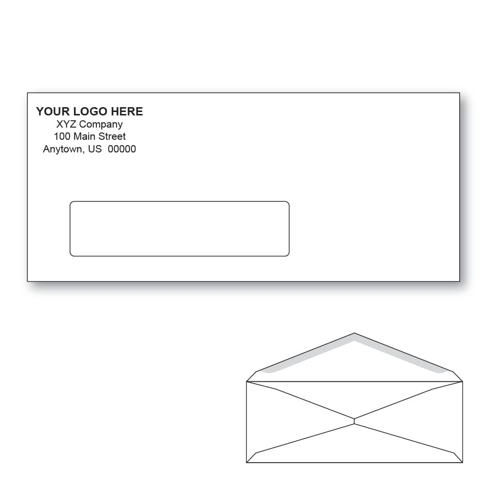 Custom Printed #9 Window Envelopes, 3-7/8" x 8-7/8" White Wove, 24 lb, V Flap (Box of 1000) - Image 2