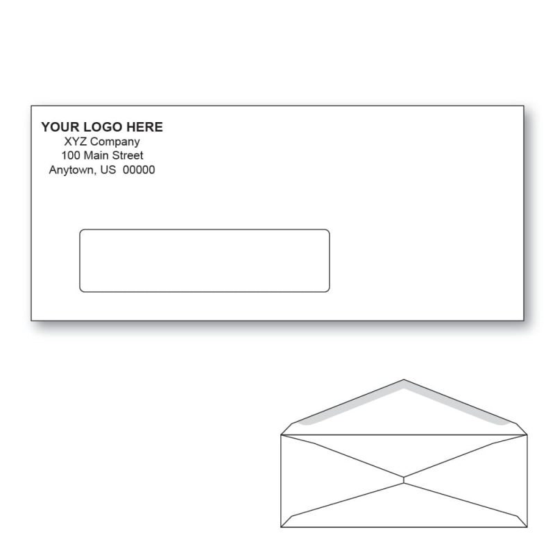 Custom Printed #9 Window Envelopes, 3-7/8" x 8-7/8" White Wove, 24 lb, V Flap (Box of 1000)