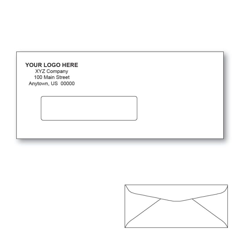 Custom Printed Window Check Envelopes, 3-5/8" x 8-5/8" White Wove, 24 lb, Standard Flap (Box of 500)