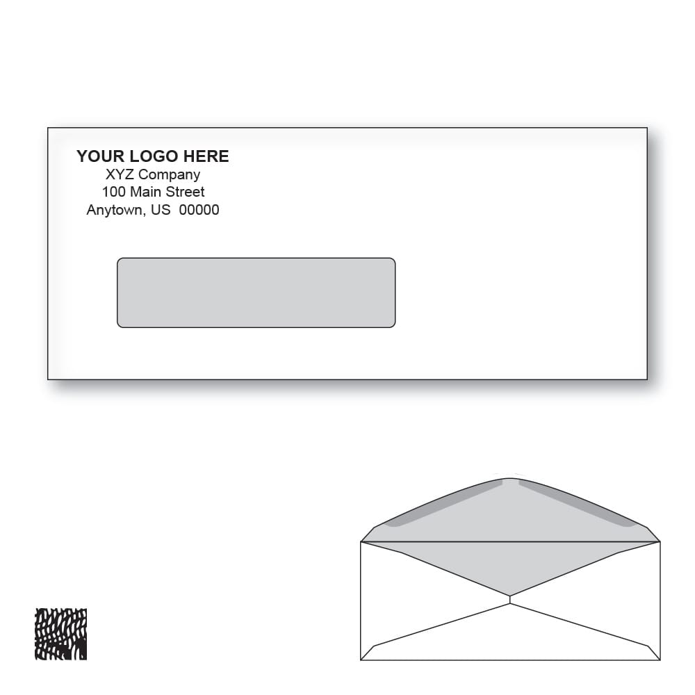 Custom Printed Check Business Window Envelopes with Black Tint, 3-5/8" x 8-5/8" White Wove, 24 lb, Standard Flap (Box of 500) - Image 2