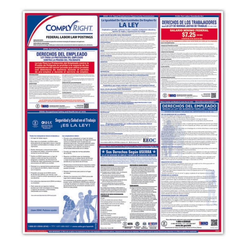 ComplyRight Federal Labor Law Poster, SPANISH, 24 x 27" - 1 per Pack