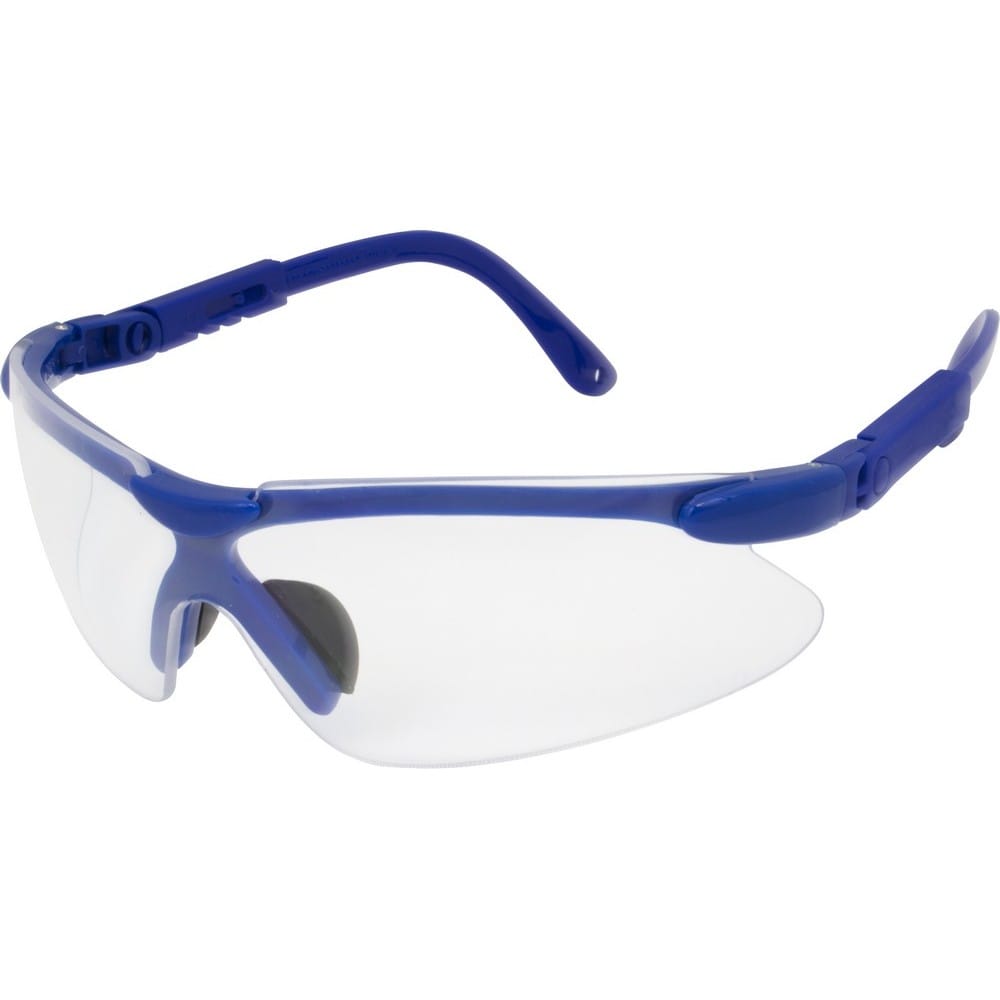 Safety Glasses, Blue, Frame, Clear Lens, Ratchet (144 Pairs per Box)