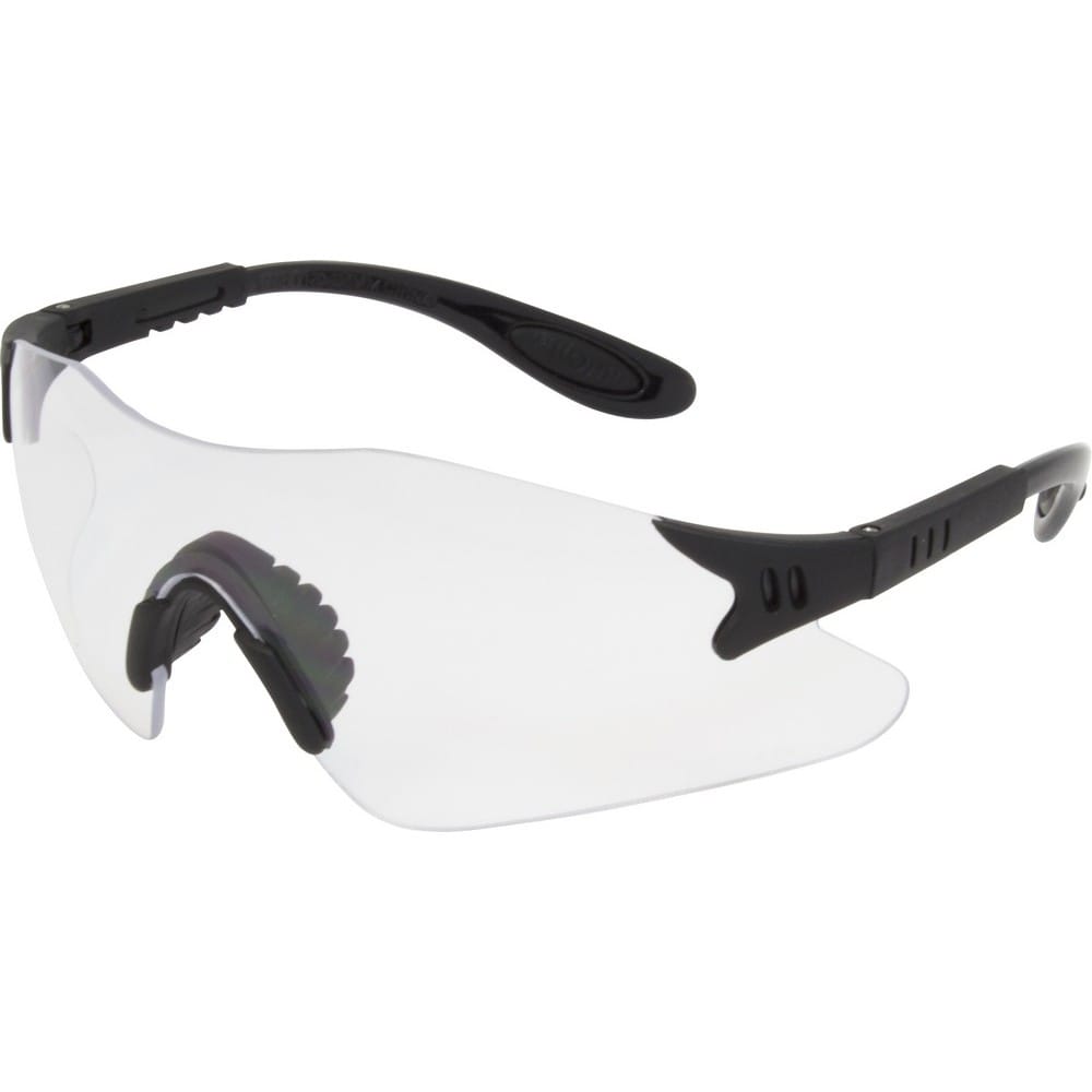 Black Frame w/Clear Wrap Around Lens w/Adjustable Temple (144 Pairs per Box)