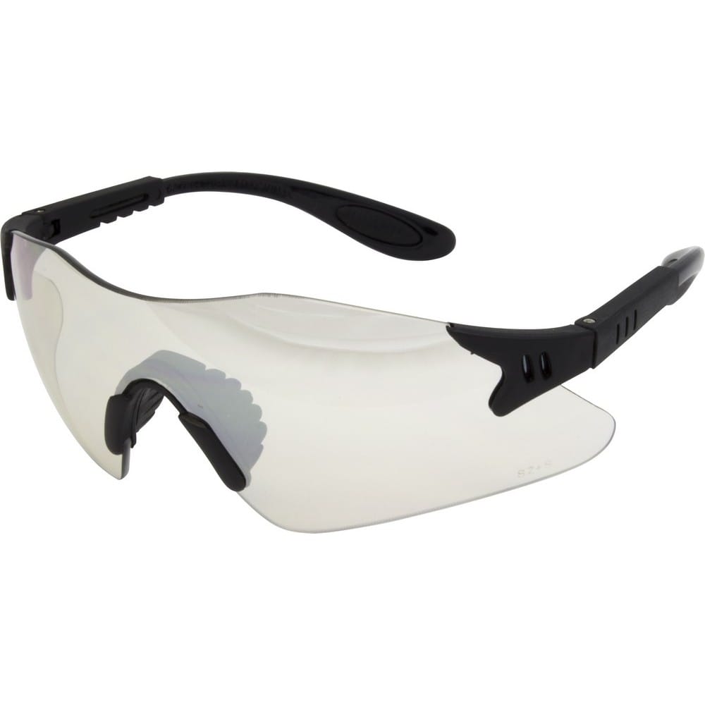 Black Frame w/Mirror Wrap Around Lens w/Adjustable Temple (144 Pairs per Box)