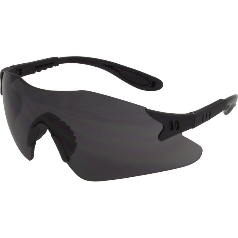 Black Frame w/Smoke Wrap Around Lens w/Adjustable Temple (144 Pairs per Box)