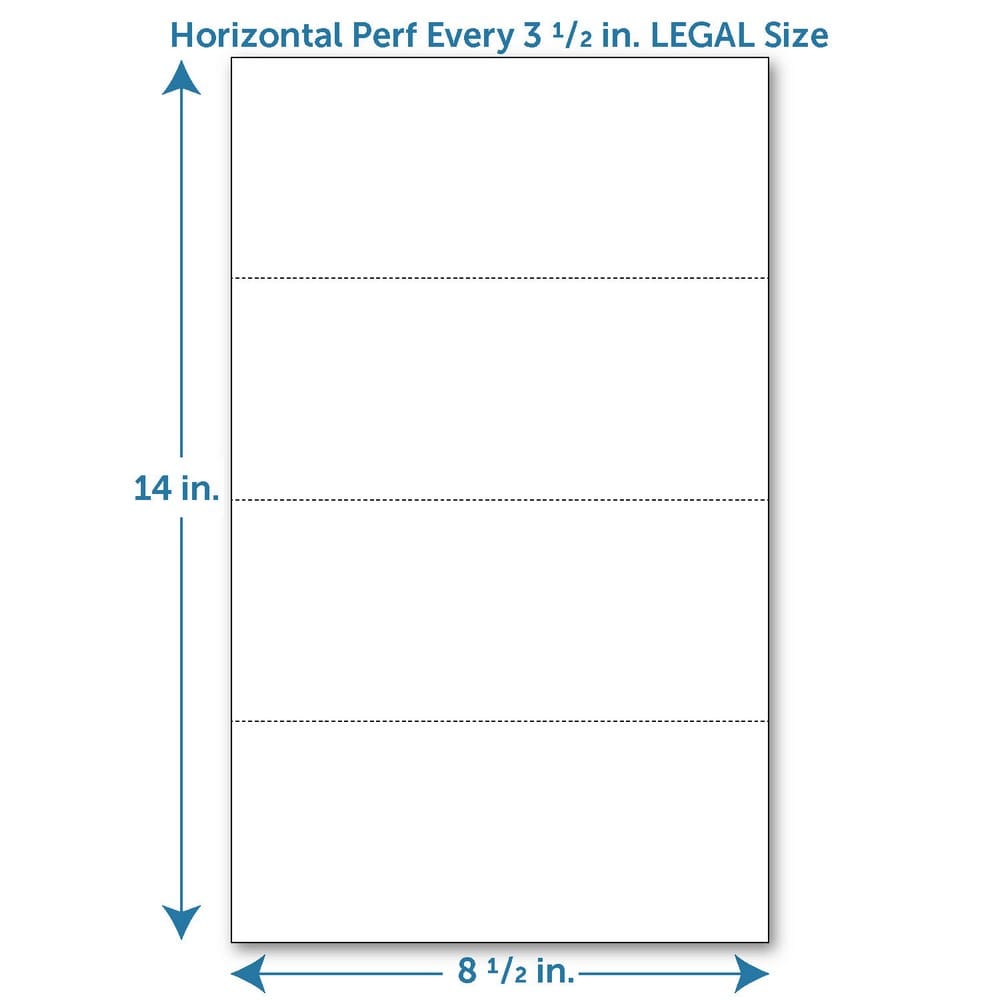 Perforated Paper, Perforations Every 3 1/2", Horizontal on White 24# LEGAL Size Copy Paper (Ream of 500) - Image 2