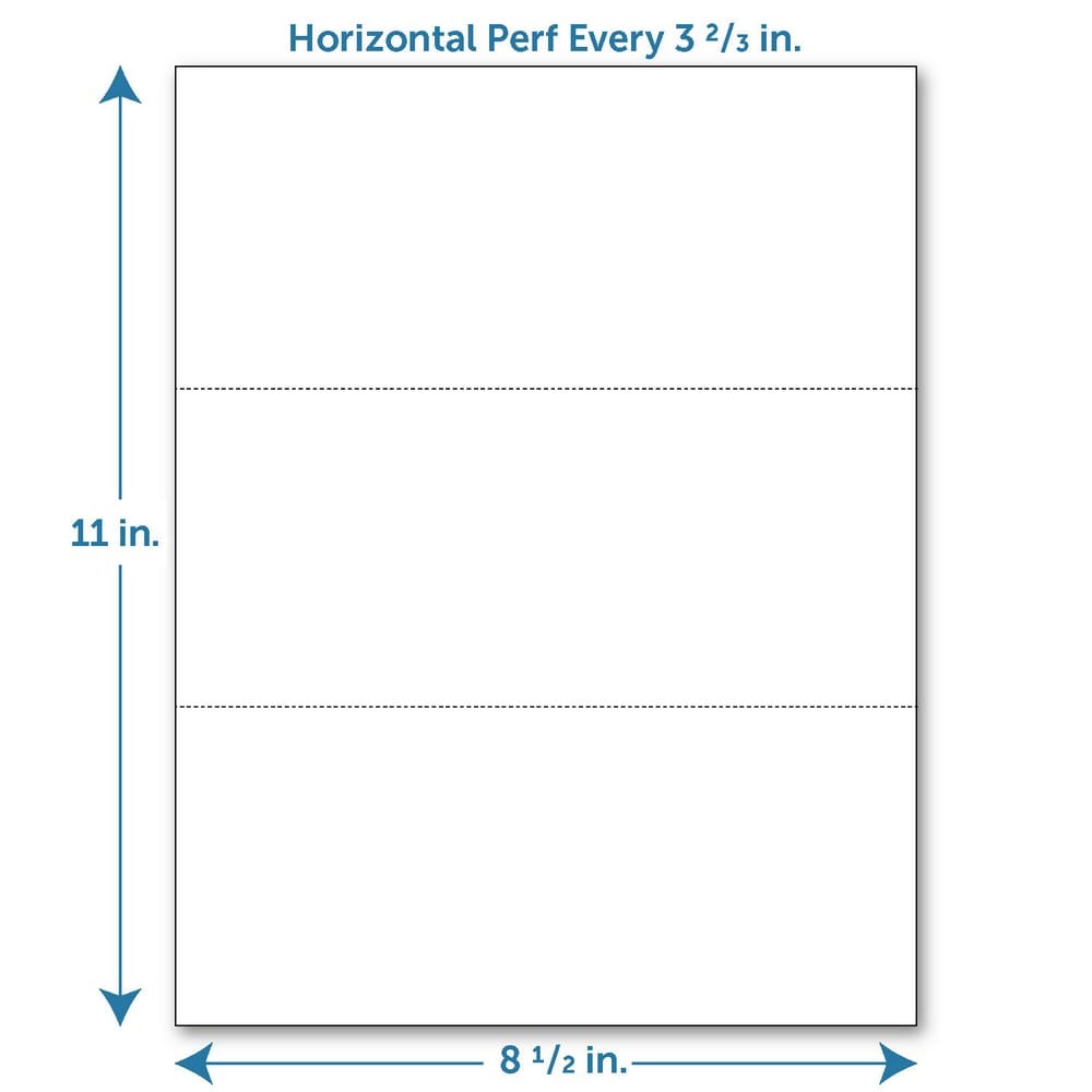 Perforated Paper, Perforations Every 3 2/3", Horizontal on White 20# Letter Size Copy Paper (Ream of 500) - Image 2