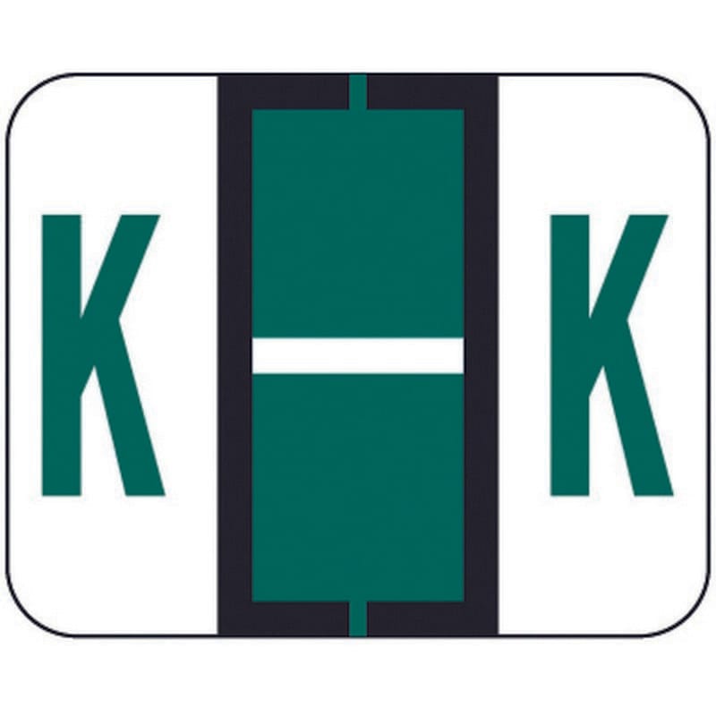 File Doctor FDAV Compatible Alpha Labels "K", Vinyl Stock, 1-1/4" X 1". Rolls of 500