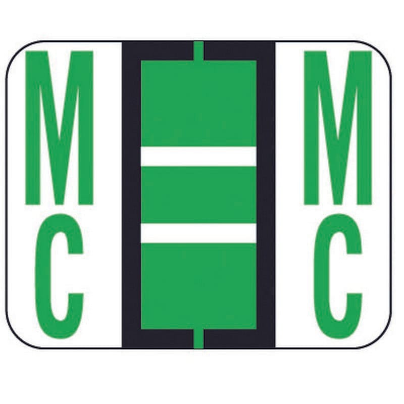 File Doctor FDAV Compatible Alpha Labels " Mc", Vinyl Stock, 1-1/4" X 1". Rolls of 500