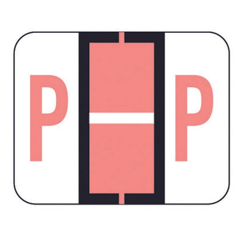 File Doctor FDAV Compatible Alpha Labels "P", Vinyl Stock, 1-1/4" X 1". Rolls of 500
