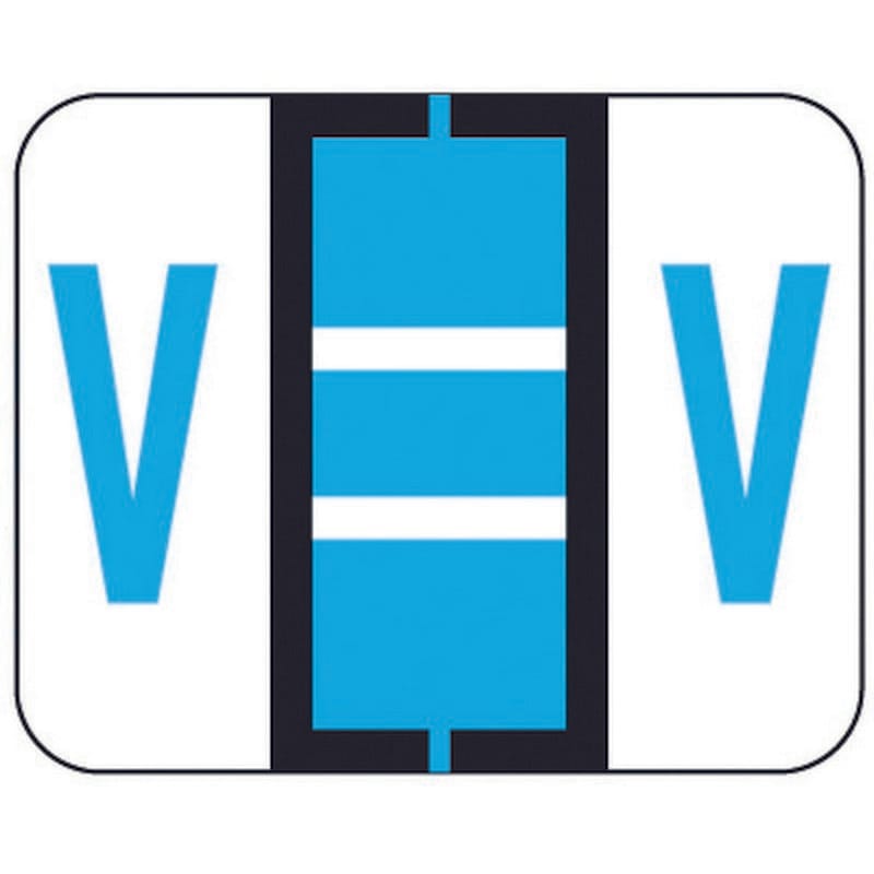 File Doctor FDAV Compatible Alpha Labels "V", Vinyl Stock, 1-1/4" X 1". Rolls of 500